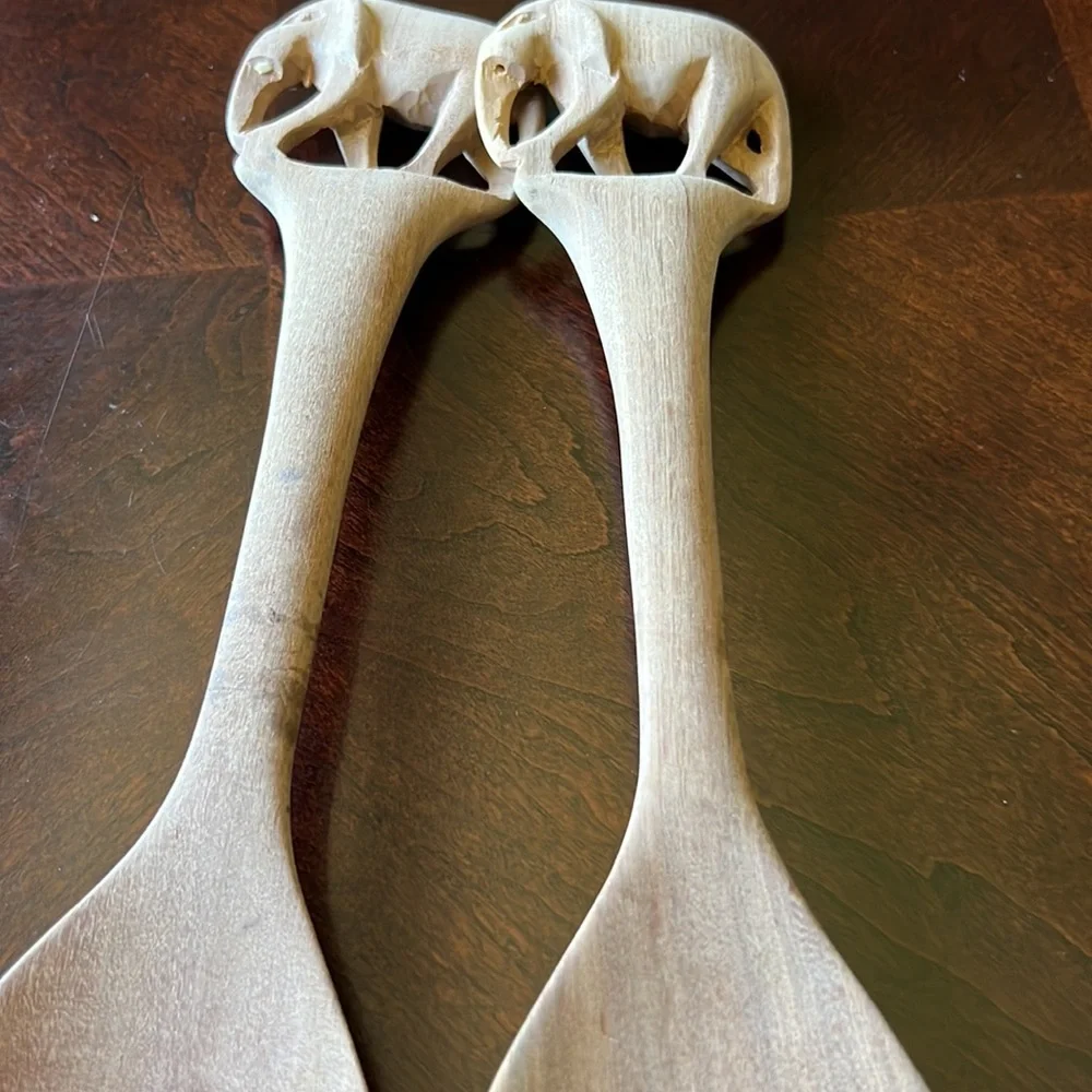 Salad servers Wooden carved Elephant design